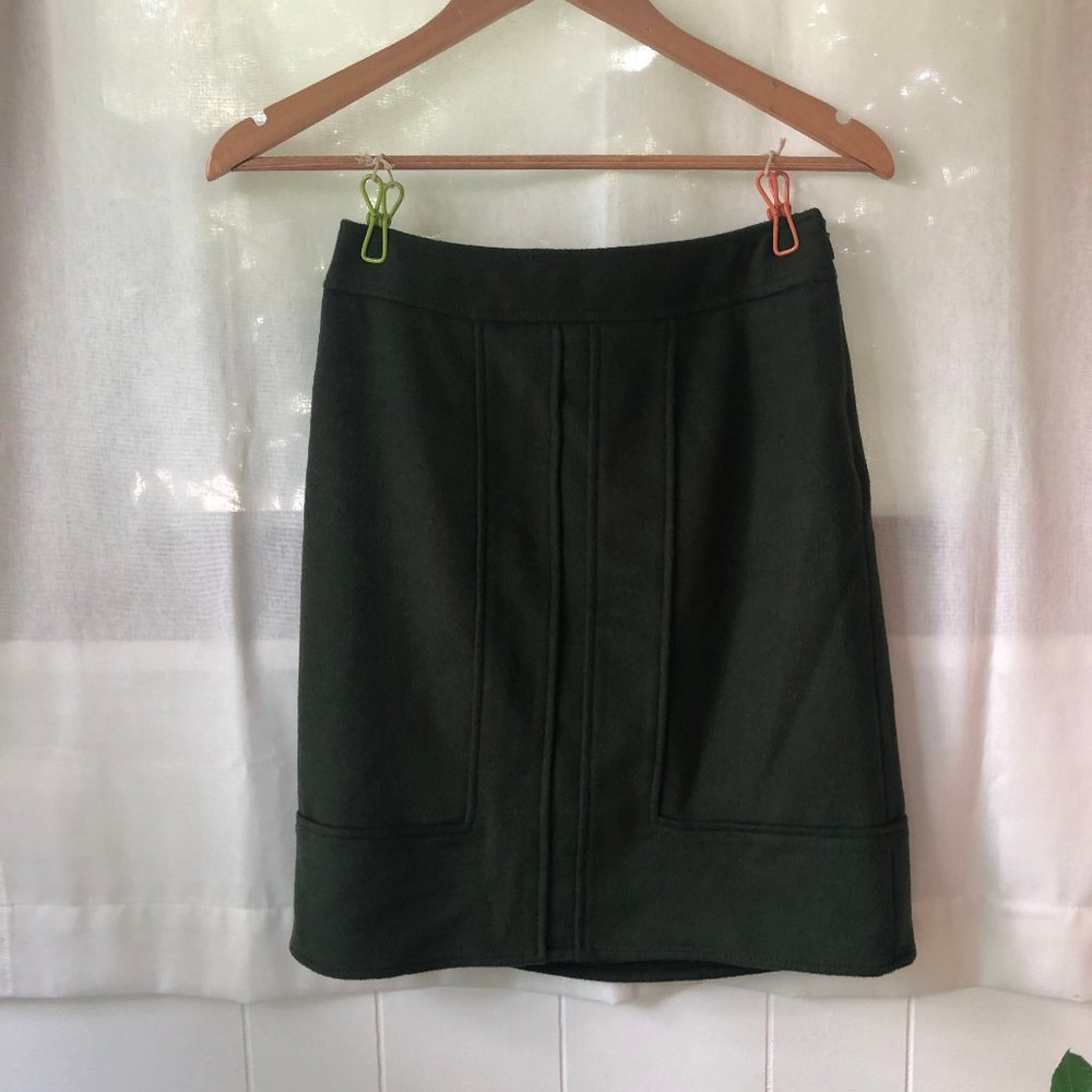 Green Wool Pencil Skirt